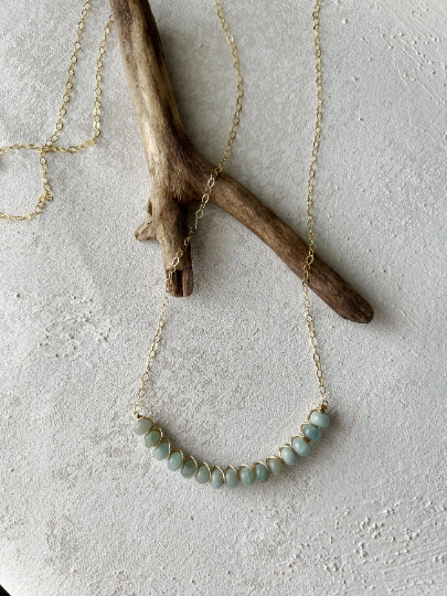 Jade Aquamarine Beaded Layering Necklace