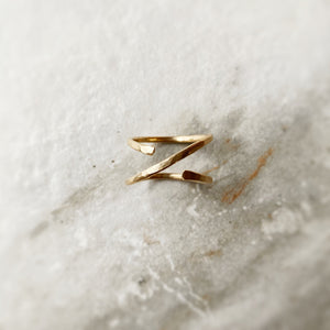 X Gold Hammered Ring