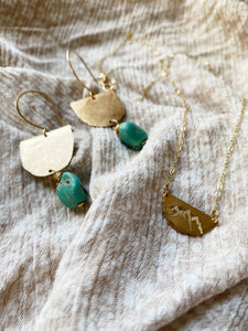Tara Turquoise and Gold Hammered Dangles