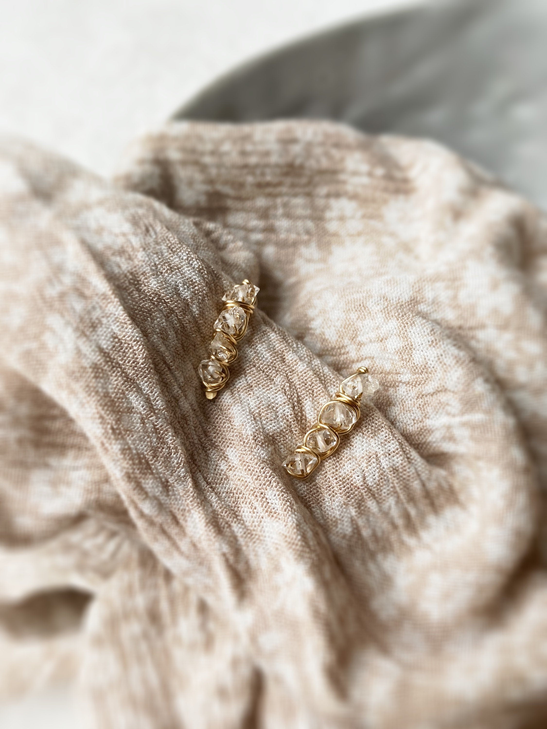 Celeste Herkimer Diamond Threaders, Gemstone Ear Threaders, boho jewelry, dainty gemstone earrings, holiday gifts