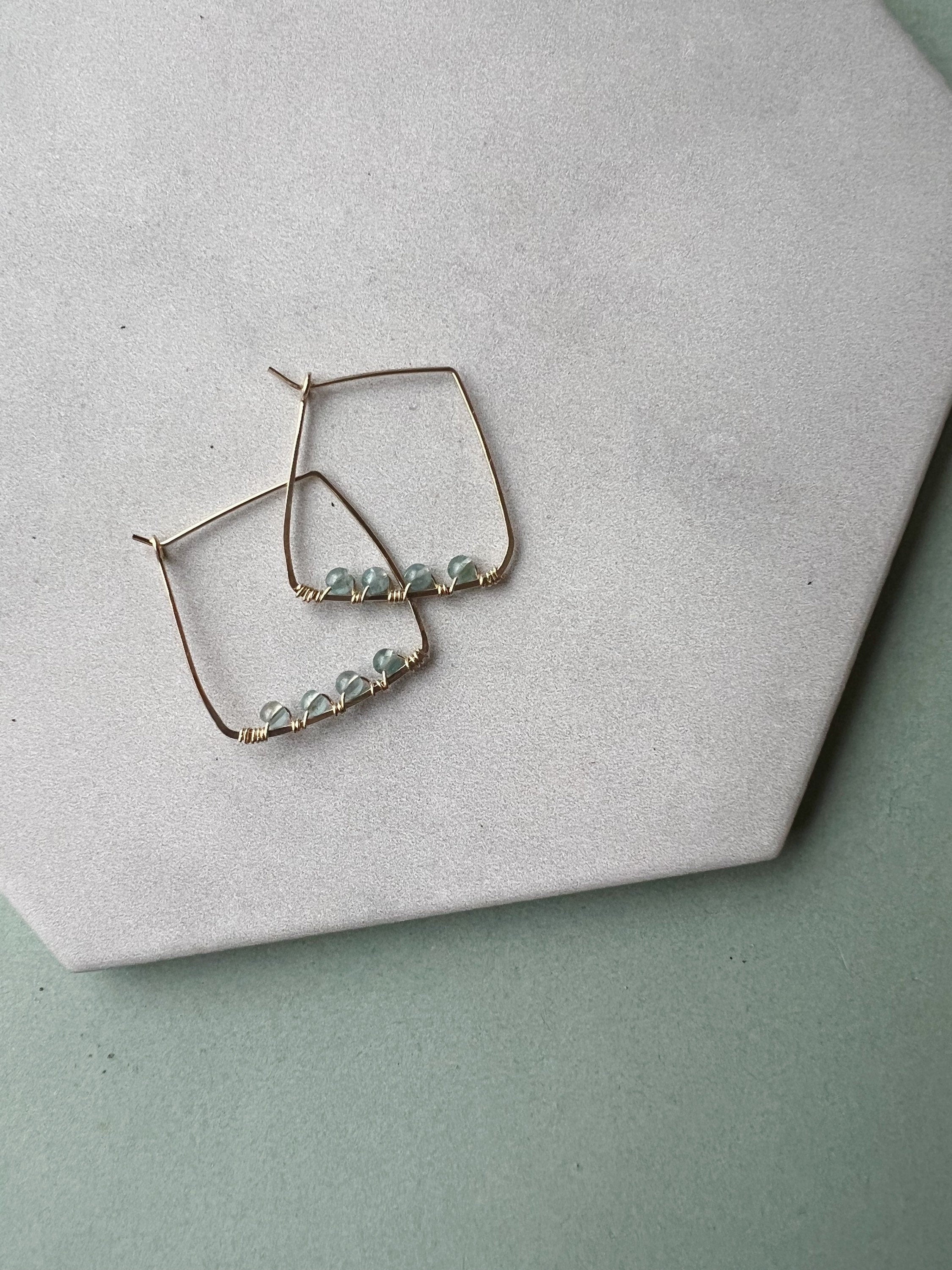 Juniper Square Gemstone Threaders, cubic zirconia earrings, holiday earrings, bridesmaid earrings, gift for her