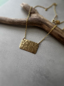 Jess Rectangle Gold Charm Necklace, Gold Layering Necklace, Hammered Statement Necklace, Layering Necklace