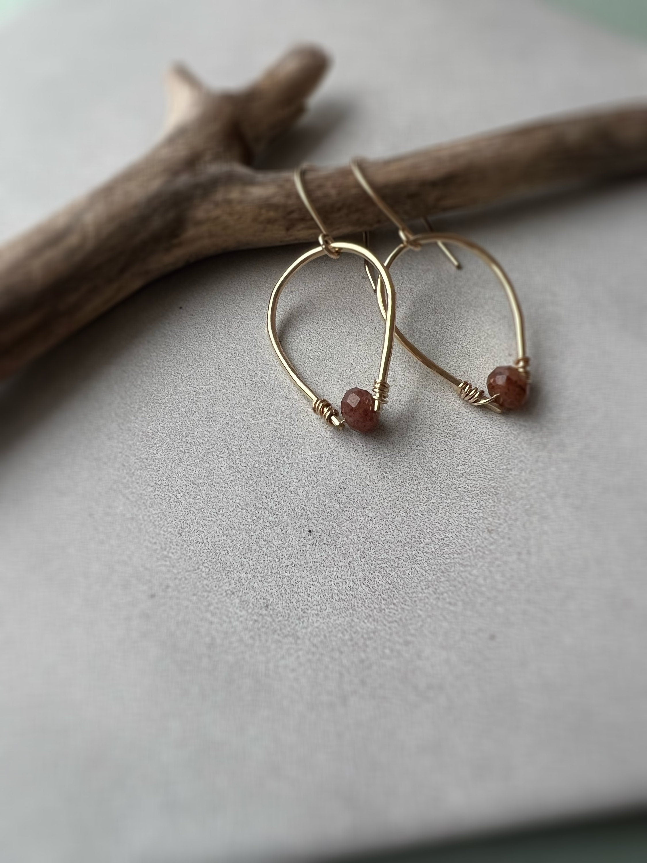Isla Gemstone Teardrop Dangle Earrings, rust gemstone dangle earrings, organic shape earrings, best friend gift, bridesmaids gift